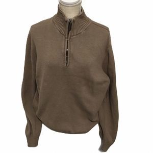 Haggar Men’s Brown Pullover Quarter Zip Sweatshirt Size XL Golf Chore Winter War